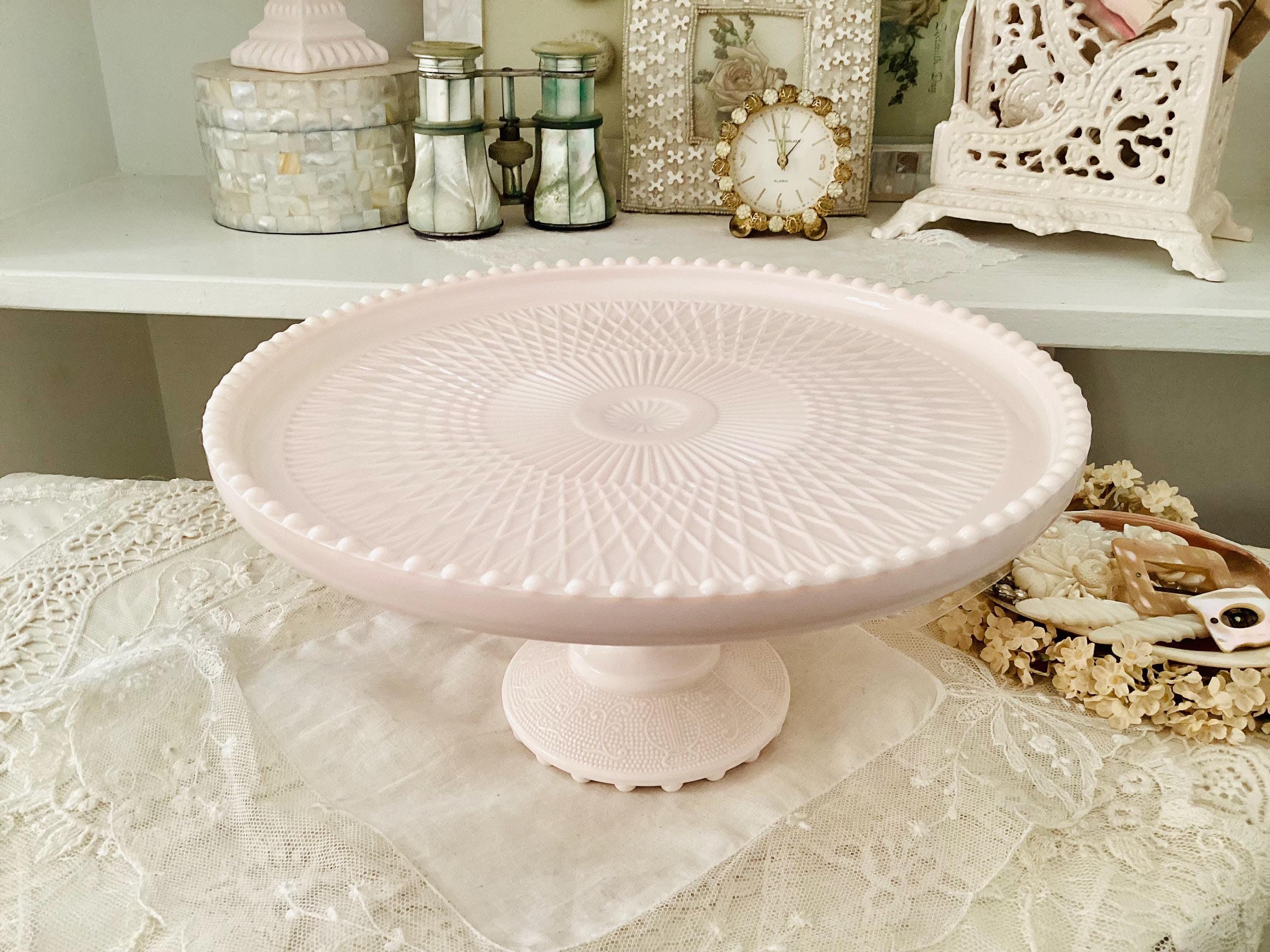 Jeanette Pink Milk Glass Cake Plate Cake Stand - Etsy