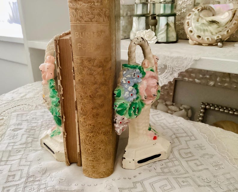 Antique Cast Iron Hubley #8 Doorstop, Basket of Roses, Bookend, ONE - Etsy