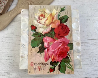 Post Cards, Ephemera, Roses, Antique, Greetings to You