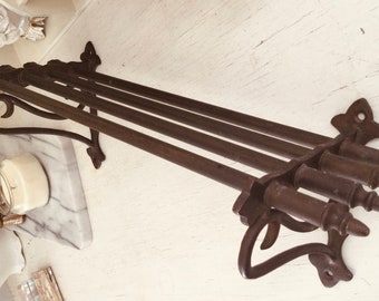 Antique 1800s Train Hat Luggage and Coat Rack, 24” Solid Brass