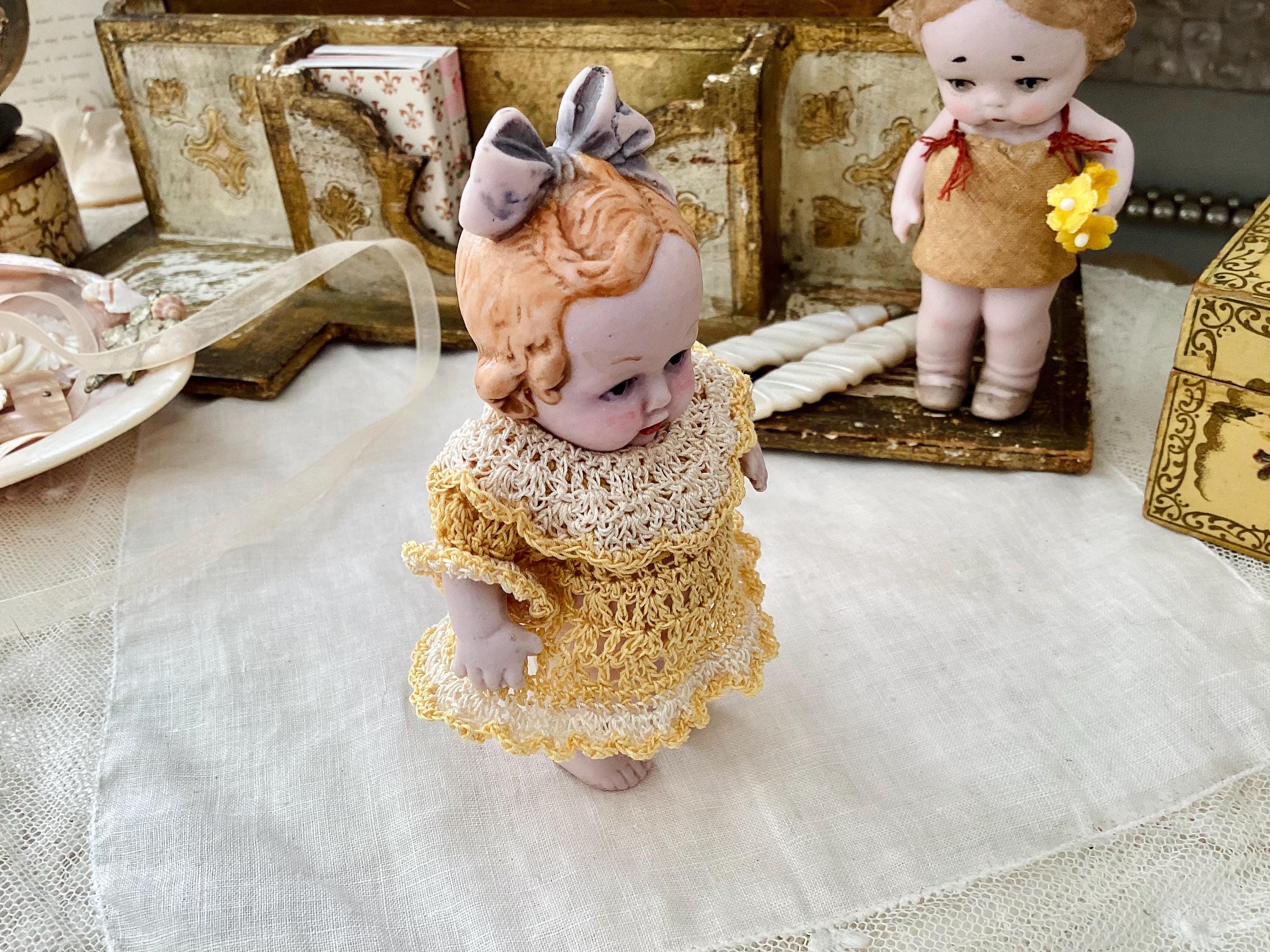 Antique German Toddler Girl Doll Miniature Hertwig 1920's Tiny