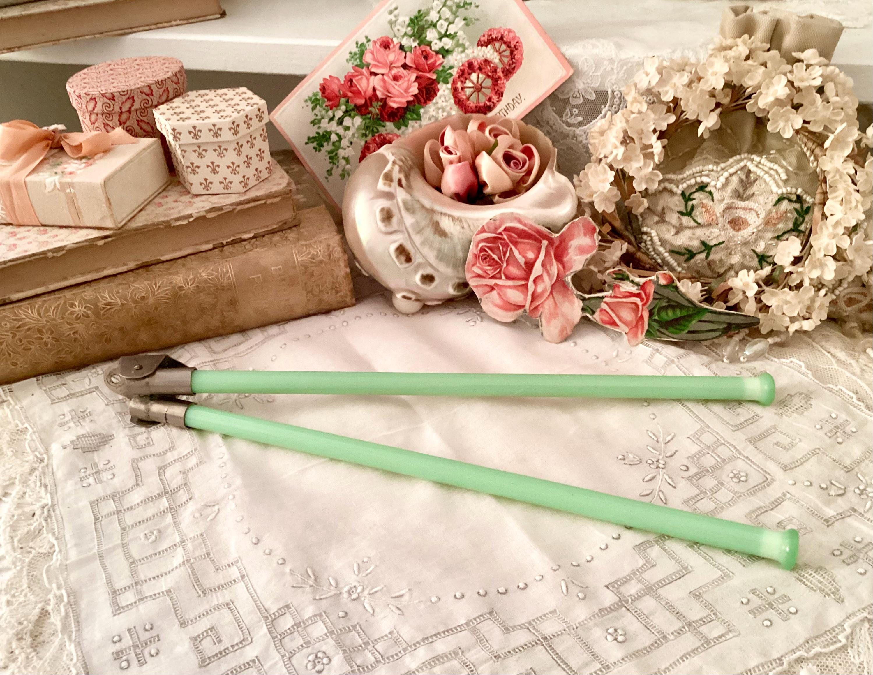 Jadeite Green Vintage Glass Bathroom Double Towel Bar 1930's