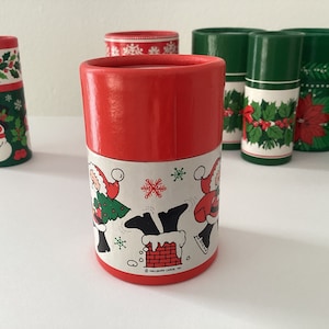 One Vintage - rode punt - kerstmanlucifers in cilindervormig doosje