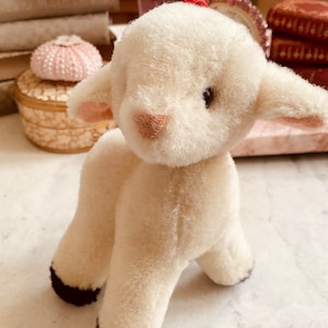 Vintage Mohair Lamb by Dakin - Stuffed Animal - Ornament, Pure Wool