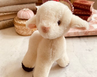 Vintage Mohair Lamb by Dakin - Stuffed Animal - Ornament, Pure Wool