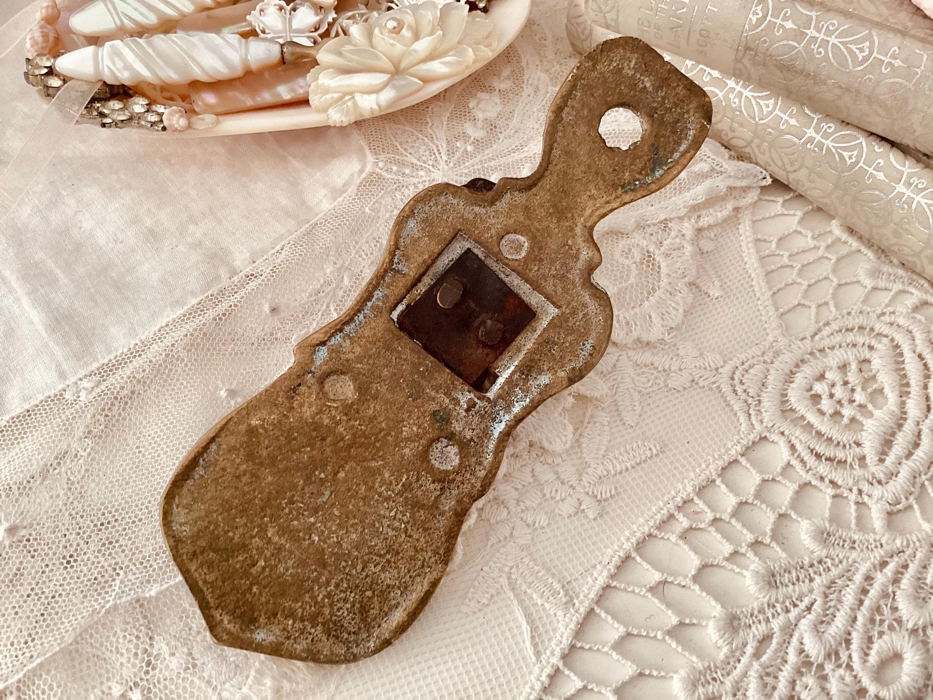 Large Ornate Brass Victorian Hand Clip Note and Receipt Holder