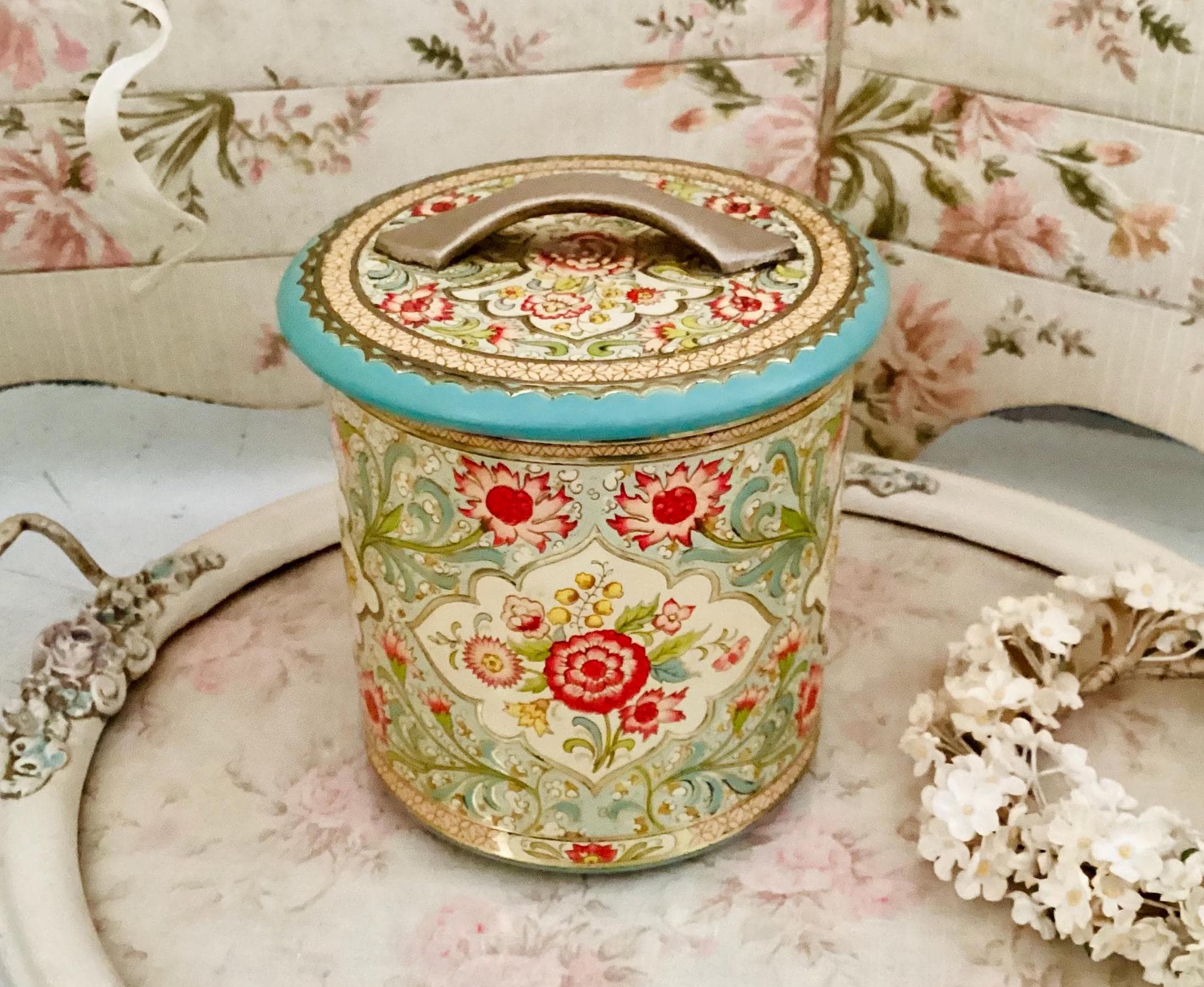 Daher Holland Vintage Canister Floral Chic Tin Box Container - Etsy