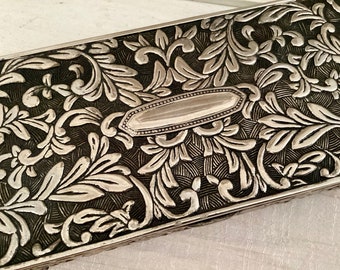 Silver Plate Repousse Jewelry Box VICTORIAN With Raised Relief