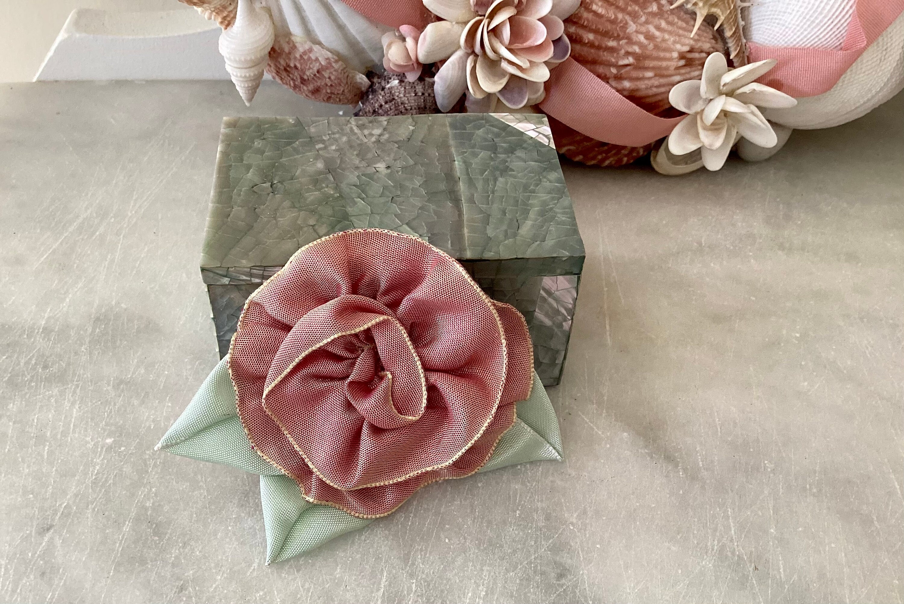 Vintage Satin Ribbon Rose Brooch - Etsy
