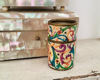 ONE Vintage Italian Florentine Matches in Cylindrical Box, Full