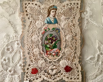 Greeting Card, Ephemera, Embossed Antique, Love