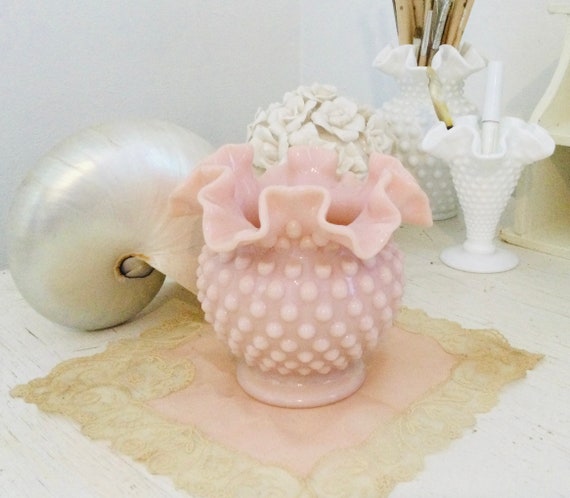 Fenton Pink Hobnail Ruffled Vase 4” - Etsy