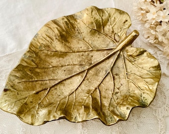 ヴィンテージ真鍮リーフディッシュ：MCMの小物入れ/キャンディボウル