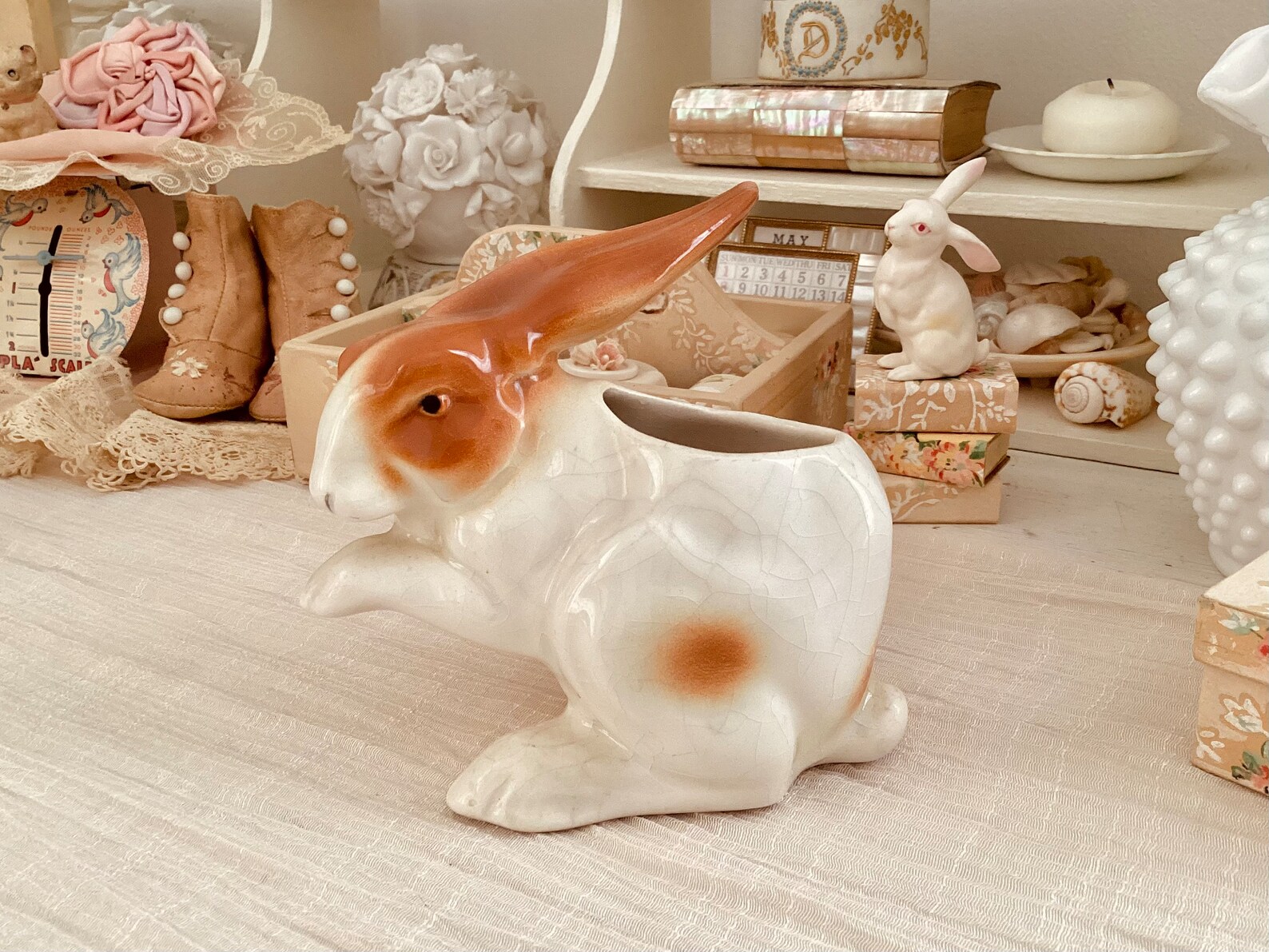 German Bunny Rabbit Planter Spotted Hare Easter Etsy