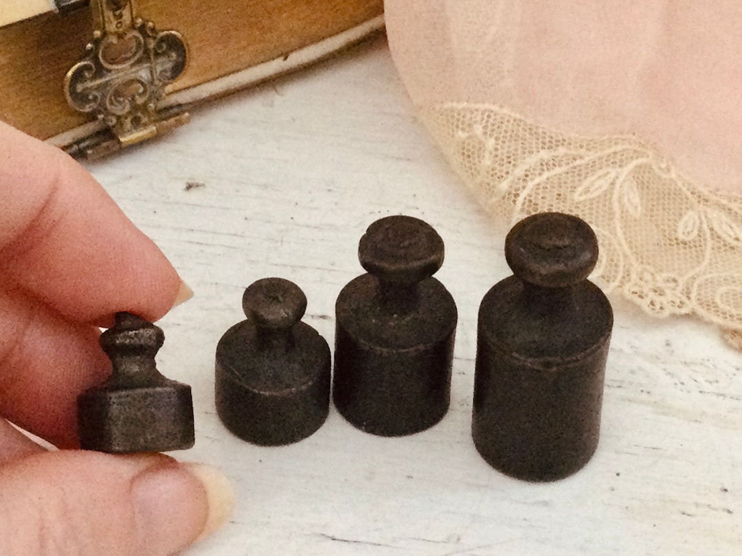 Set of 4 Brass Weights Mini Miniature Etsy