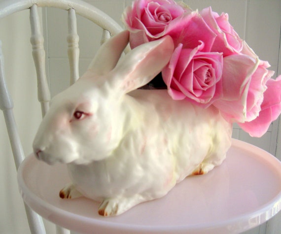 Lefton Bunny Rabbit Planter Figure Candy Dish Easter Spring H2222