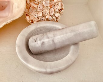 キッチンスパイス用ヴィンテージ大理石製乳鉢と乳棒 ホワイト - Etsy 日本