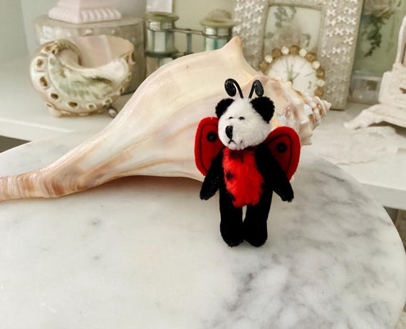 Broche vintage ours coccinelle Épingle en peluche France