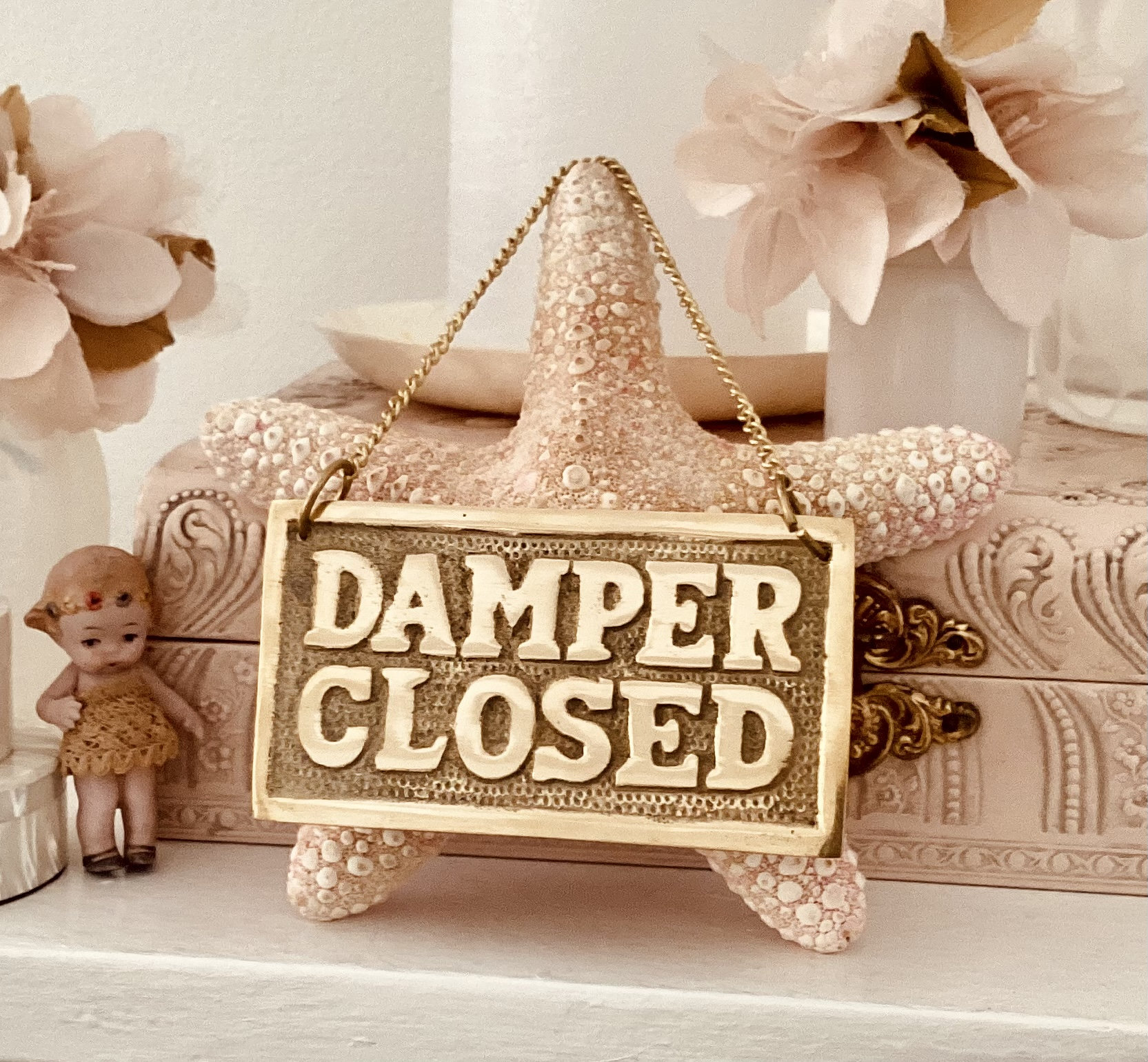 Vintage Solid Brass Damper Open Closed Sign on Chain, for Fireplace - Etsy