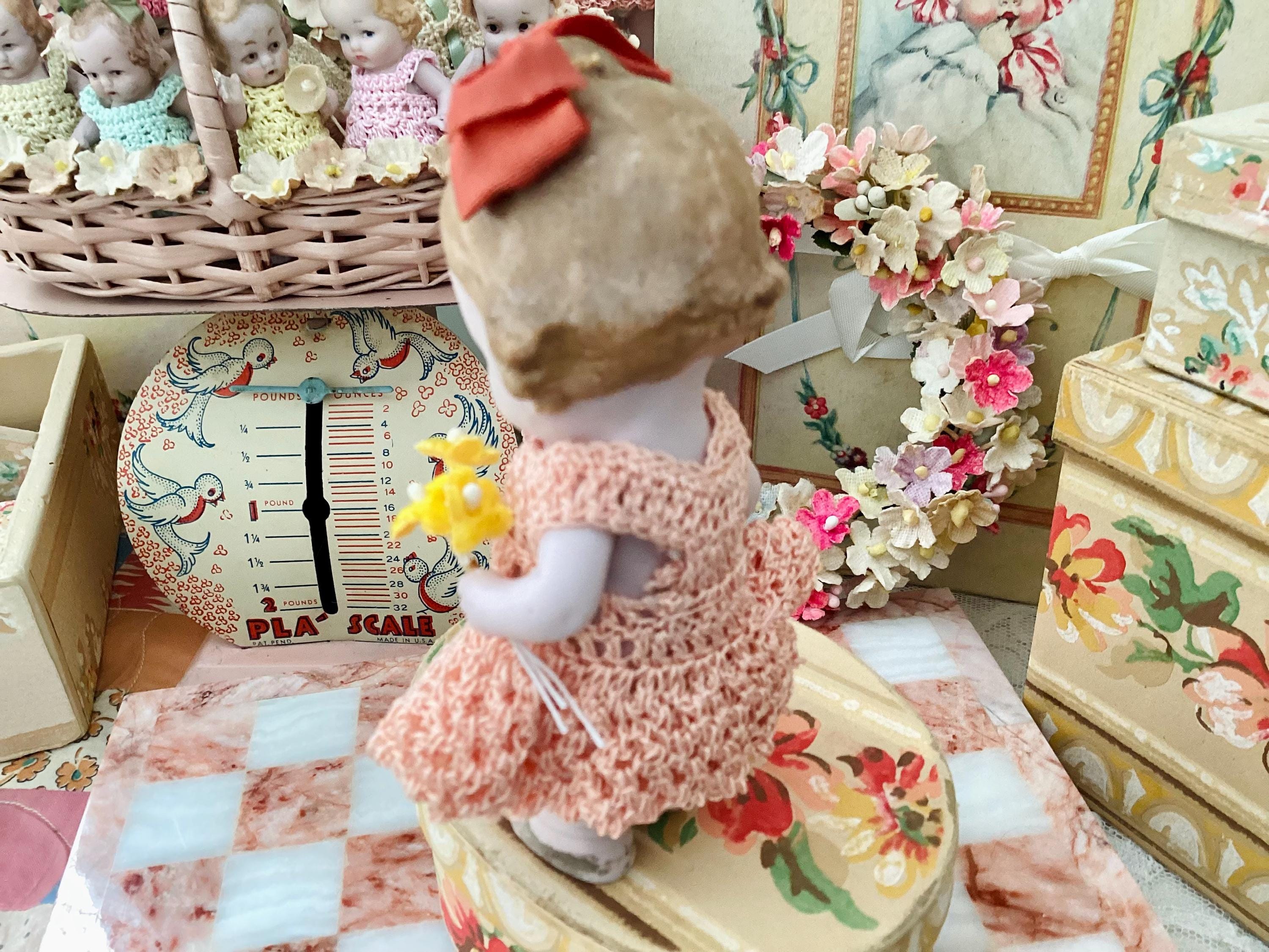 Antique German Girl Baby Doll Miniature Hertwig 1920's Tiny Bisque