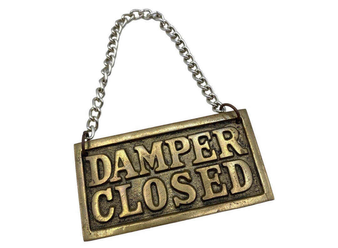 Vintage Solid Brass Damper Open Closed Sign on Chain, for Fireplace Etsy
