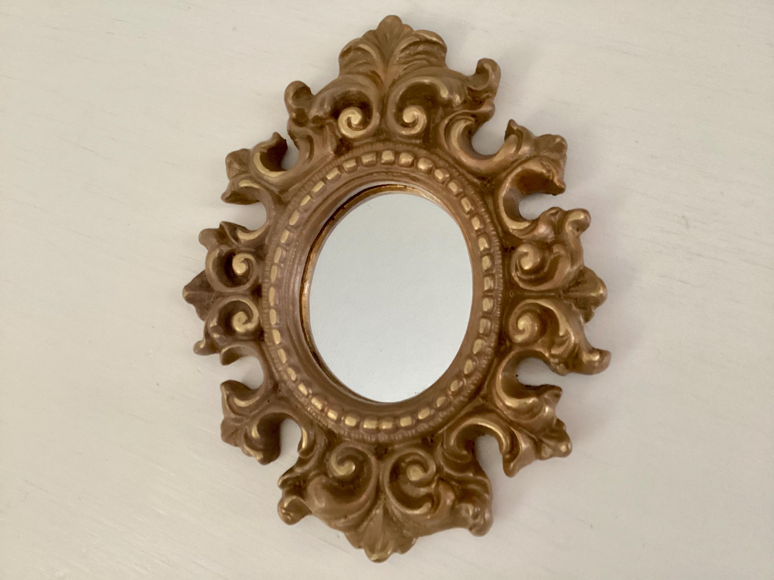 ヴィンテージ イタリア製 フィレンツェ風 オーバルミラー 額縁付き