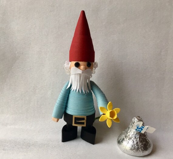Paper Quilling Garden Gnome Or Elf Miniature Etsy