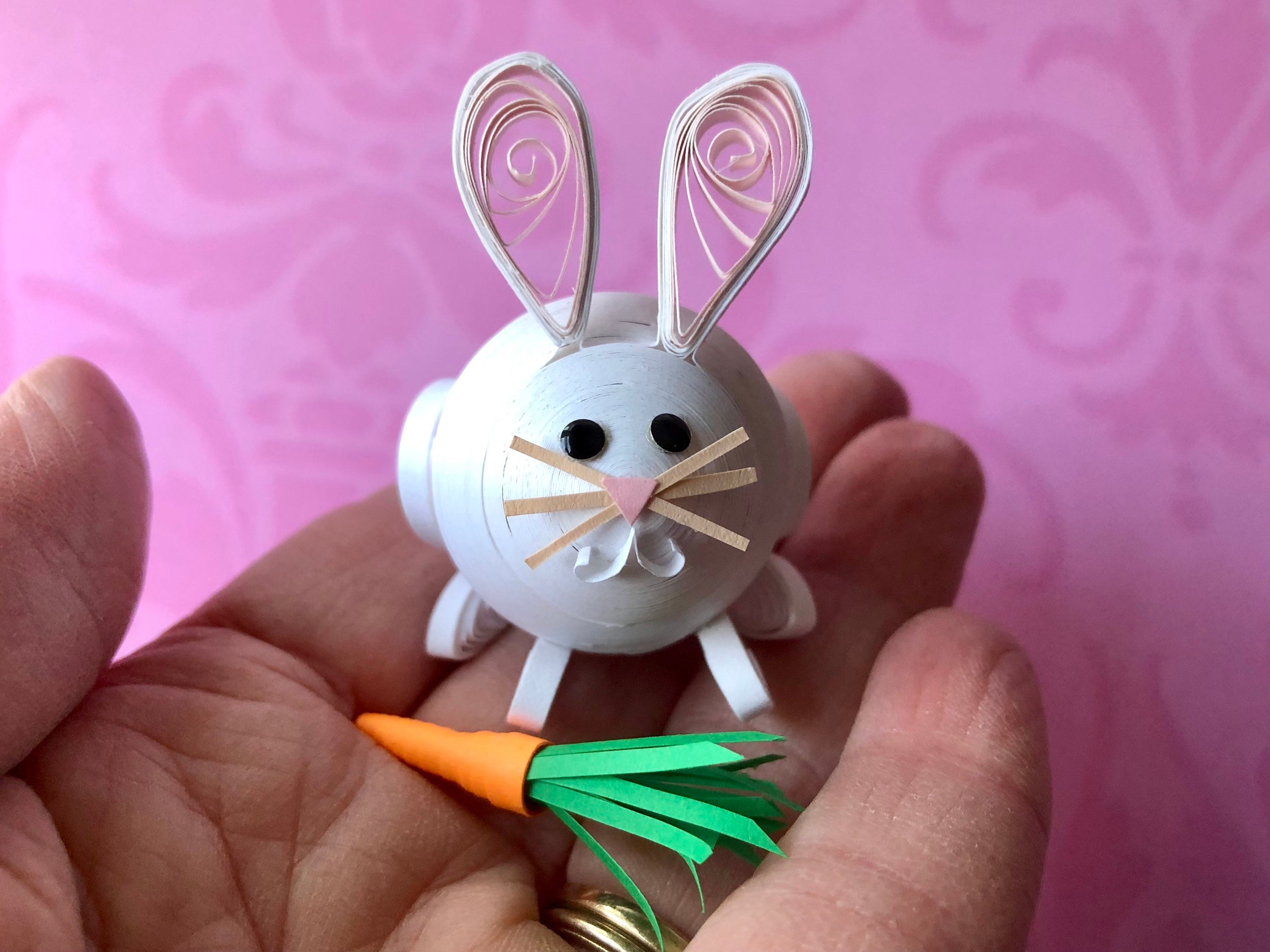Paper Quilling Easter Bunny, Miniature, With Carrot Etsy