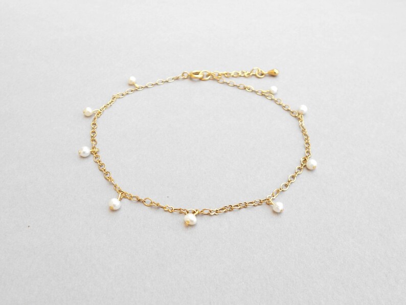 Gold Pearl Anklet Faux Pearl Ankle Bracelet Delicate Anklet Etsy Israel