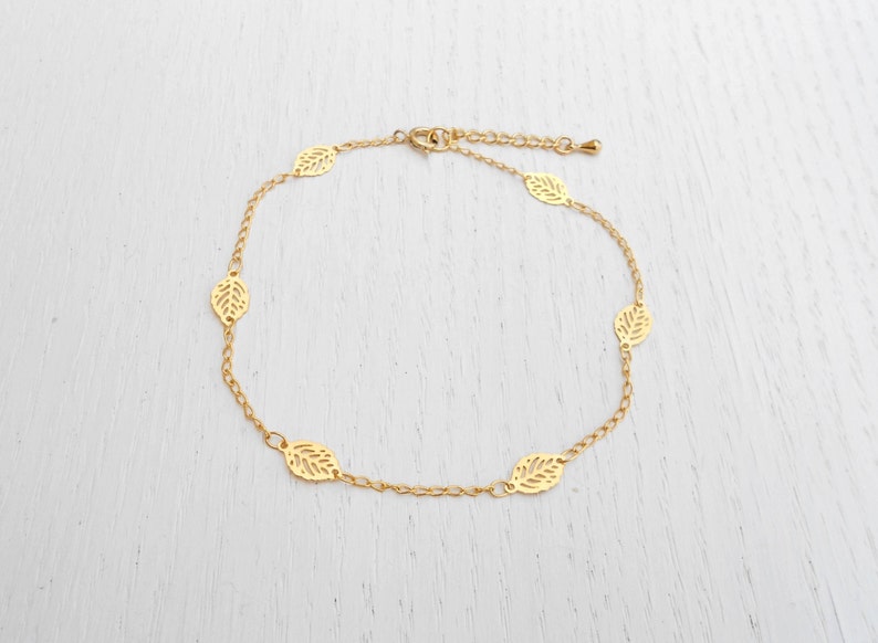 Gold Leaf Anklet Gold Ankle Bracelet Etsy