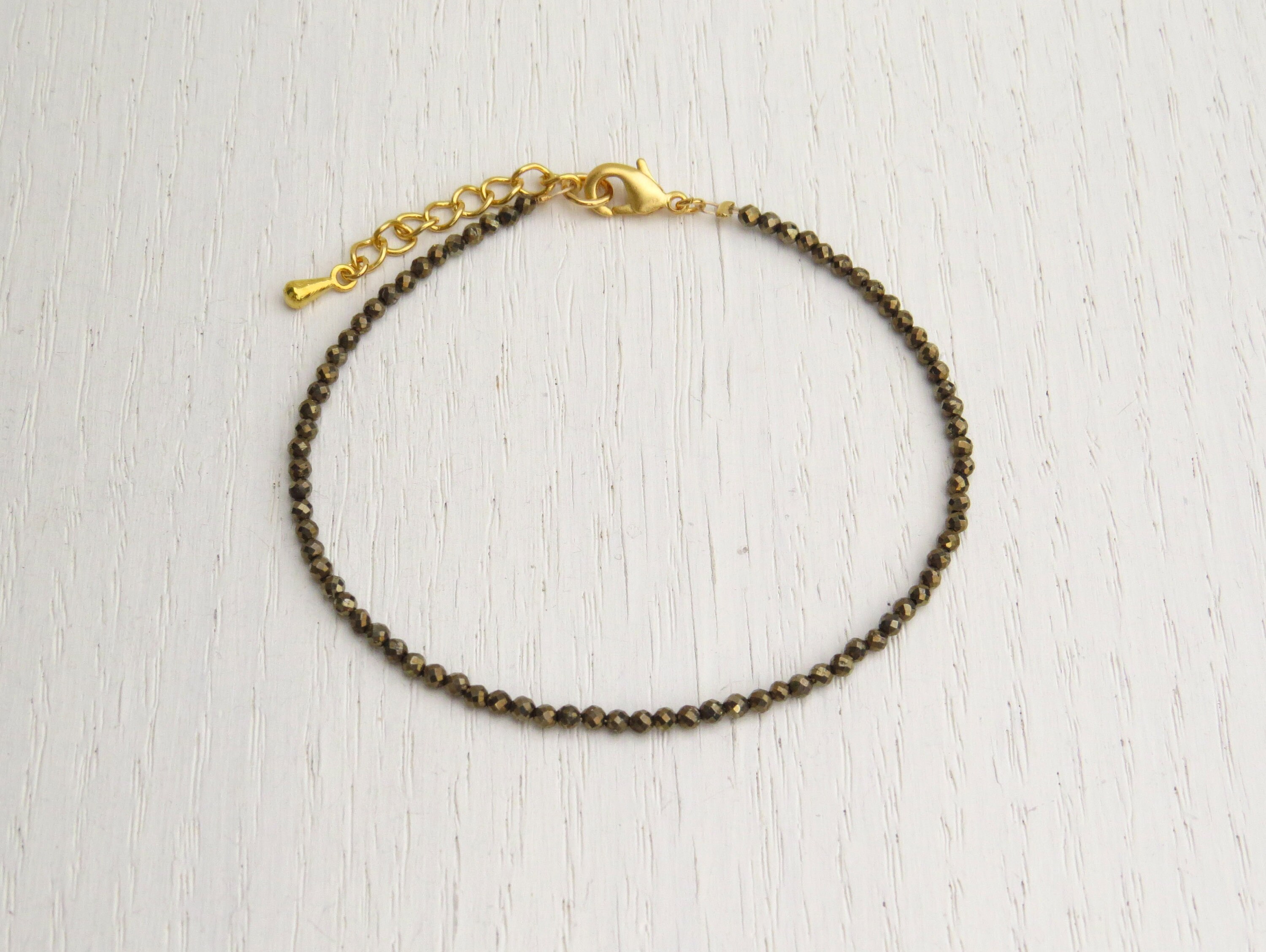 Pyrite Bracelet Adjustable Gold Pyrite Bracelet Iron Pyrite | Etsy