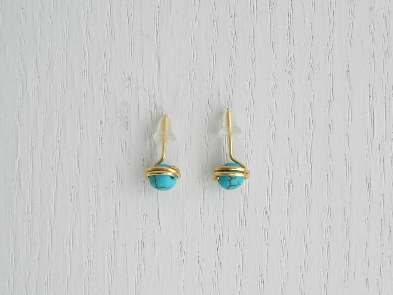 Turquoise Stud Earrings Gold Turquoise Post Earrings Etsy