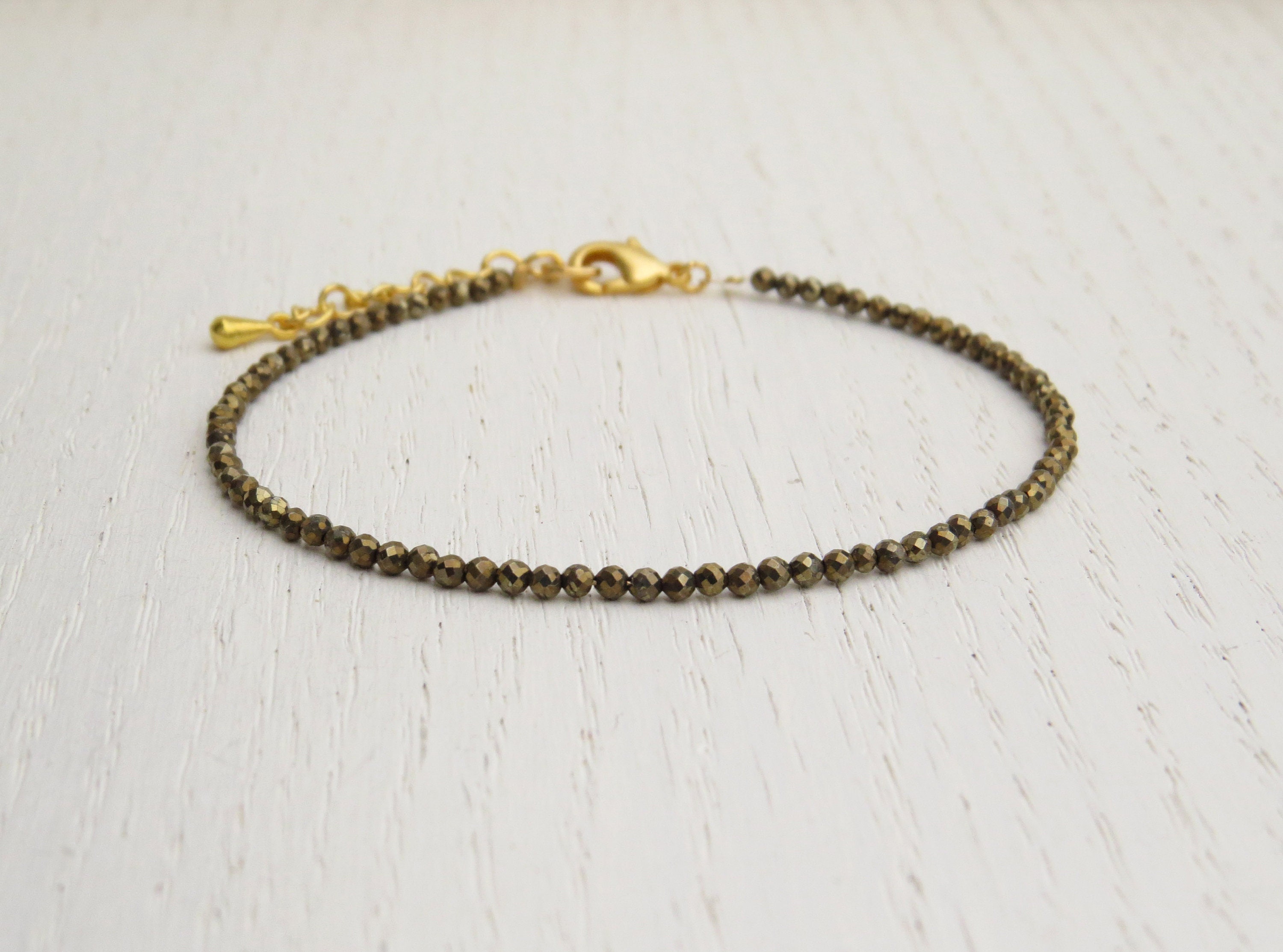 Pyrite Bracelet Adjustable Gold Pyrite Bracelet Iron Pyrite | Etsy