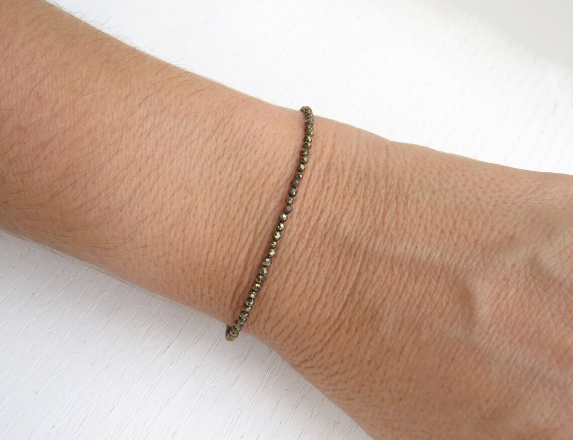 Pyrite Bracelet Adjustable Gold Pyrite Bracelet Iron Pyrite | Etsy