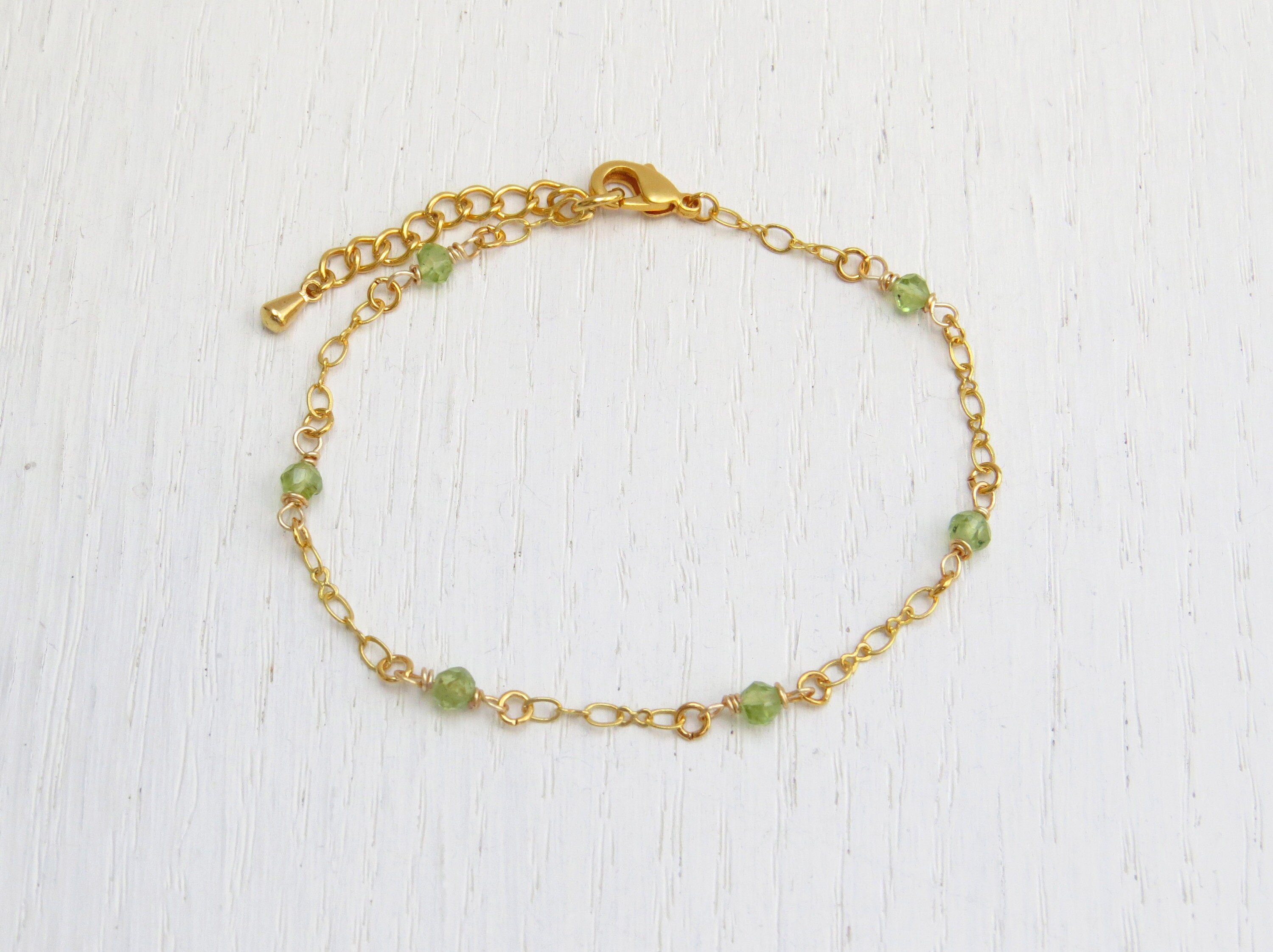 Peridot Bracelet for Women Gold Peridot Bracelet August Etsy