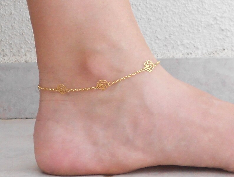 Flower Anklet Gold Ankle Bracelet Etsy