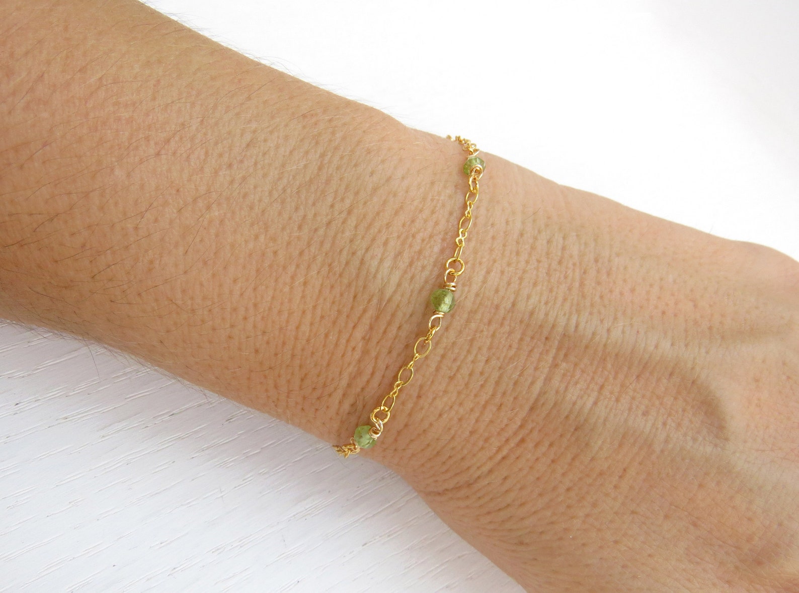 Peridot Bracelet for Women Gold Peridot Bracelet August Etsy
