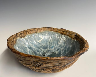Blue crystal geode bowl