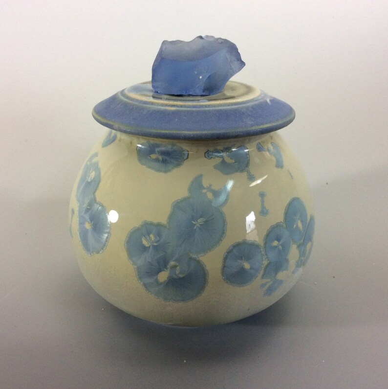 Sea glass topped crystal jar
