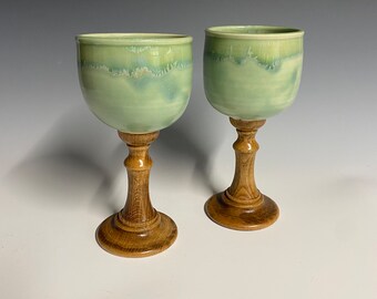 Green wine goblets