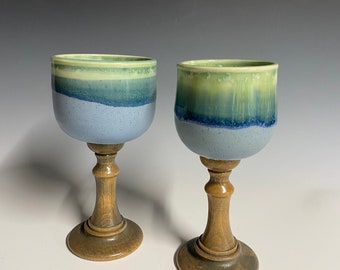 Ocean colored wine goblet