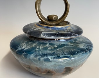 Blue crystal lidded jar