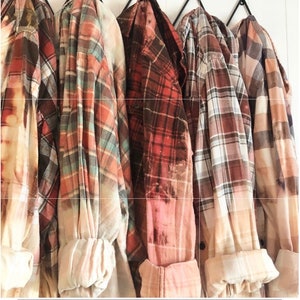 Flannel Shirt Vintage Shirts Distressed Sunbleached Festival flannels Mystery