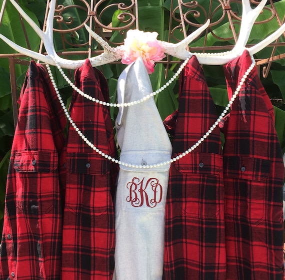 6 Bridesmaid Flannel Shirts Wedding Day Monogram Gift Etsy