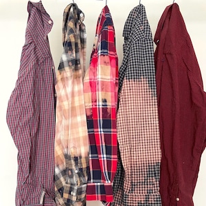 Vintage Shirts Distressed Sunbleached Festival Handmade Hand dipped Shirt Mystery Plaid Cotton