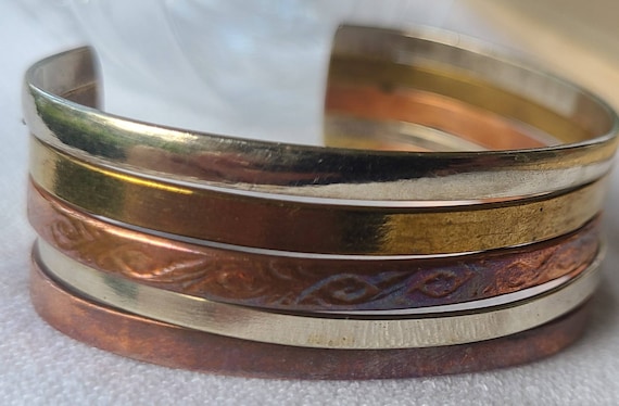 Unique Cuff Bracelet Copper Gold Silver Mexico - image 1