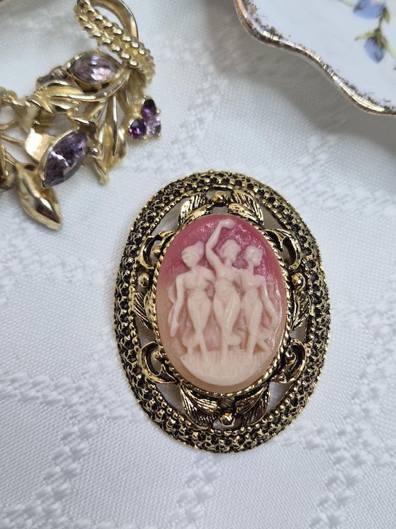 Vintage Cameo "Three Graces" Dancing Muses Graziano
