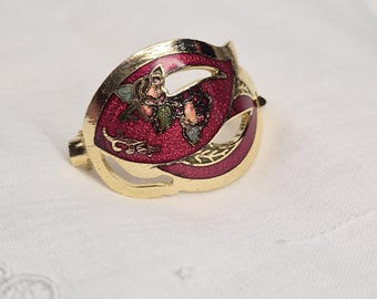Vintage Cloisonne' Enamel Scarf Clip