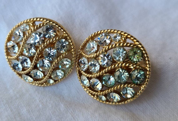 Lisner Aurora Borealis Rhinestone Clip Earrings - image 1