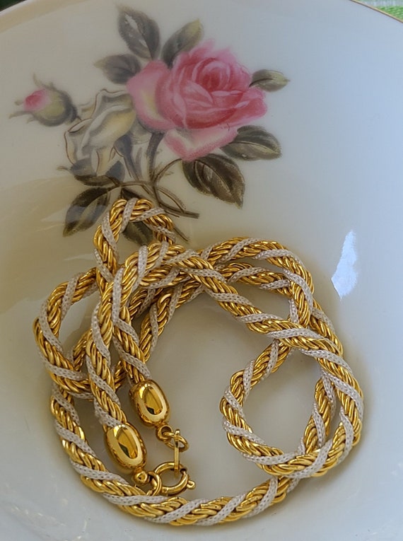 Beautiful Vintage Trifari Gold Chain and White Rop